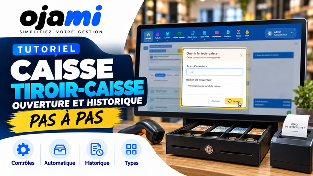Caisse — Tiroir-caisse : ouverture et historique | Tutoriel Ojami
