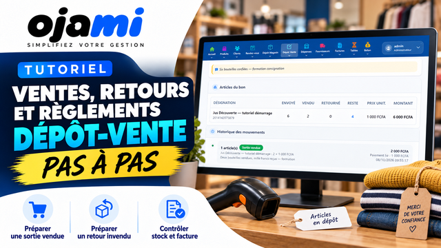 Ventes, retours et règlements du dépôt-vente | Tutoriel Ojami