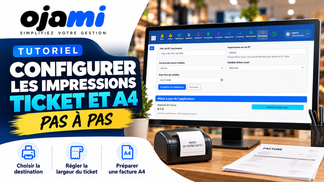 Configurer les impressions ticket et A4 | Tutoriel Ojami
