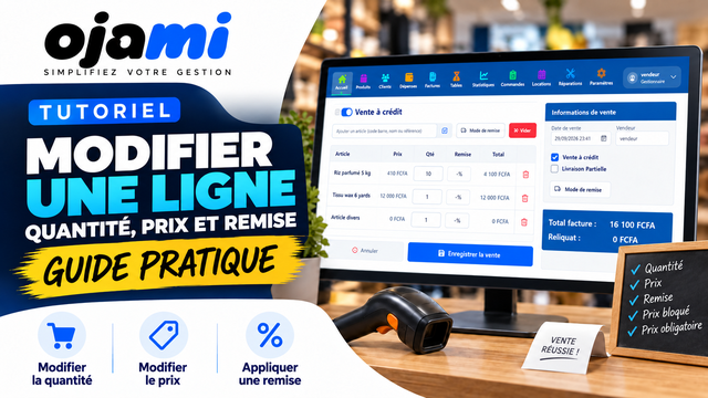 Vente — Modifier la quantité, le prix et la remise d'une ligne | Tutoriel Ojami