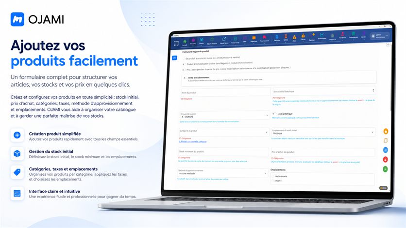 Formulaire d’ajout d’un produit dans Ojami
