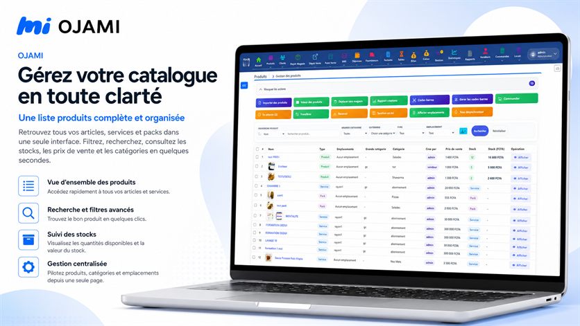 Liste des produits dans Ojami