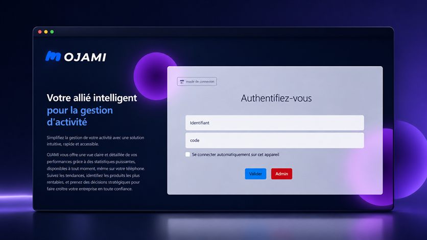 Écran de connexion à Ojami
